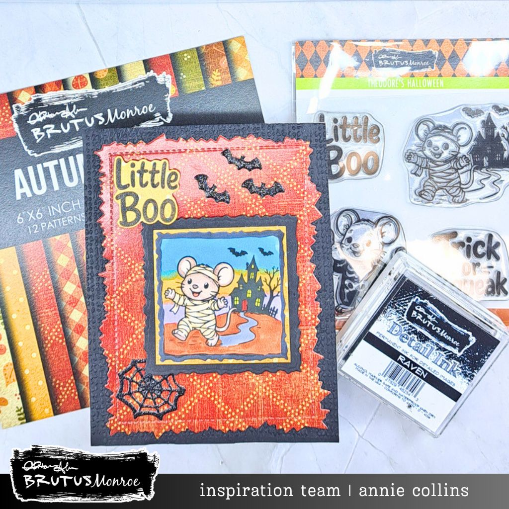 Brutus Monroe Theodore's Halloween Clear Stamp Set bru8424 little boo mummy mouse card annie collins