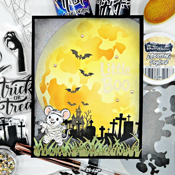 Brutus Monroe Theodore's Halloween Clear Stamp Set bru8424 mummy mouse card