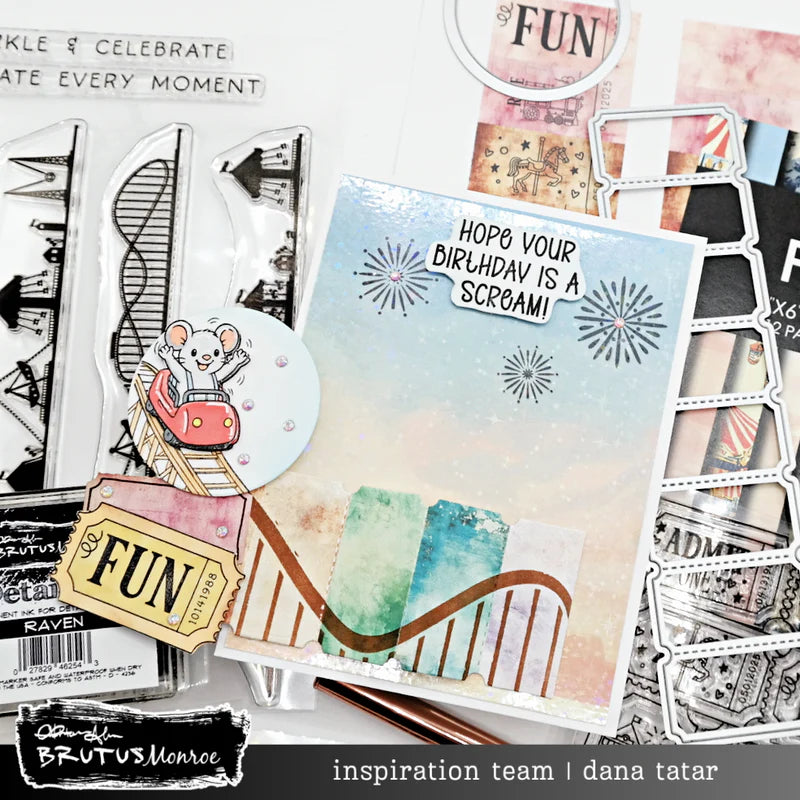 Brutus Monroe Thrill Ride Acetate Sheets bru2438 roller coaster fun ticket birthday card dana tatar