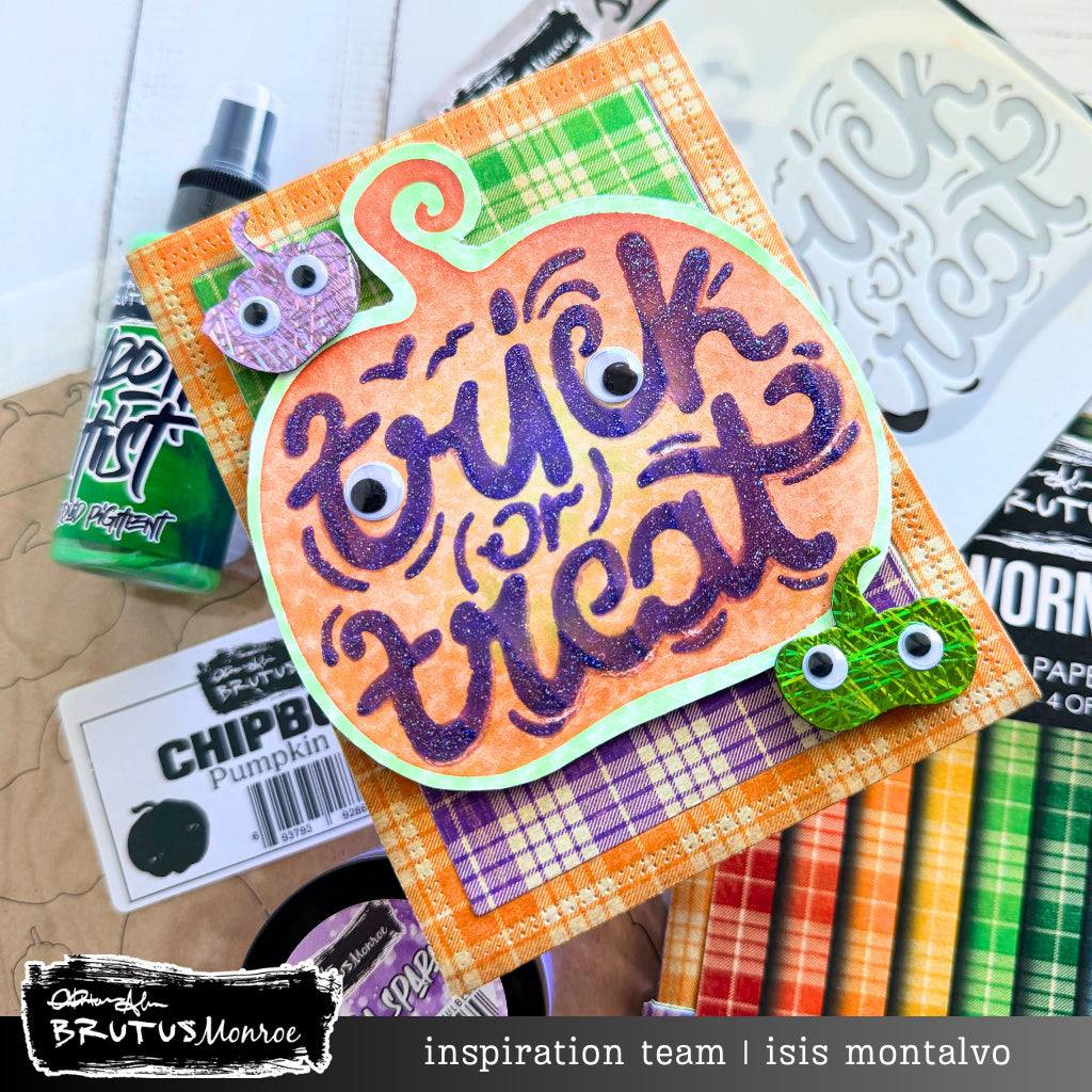 Brutus Monroe Trick or Treat A2 Layering Stencils bru5870 pumpkin card isis montalvo