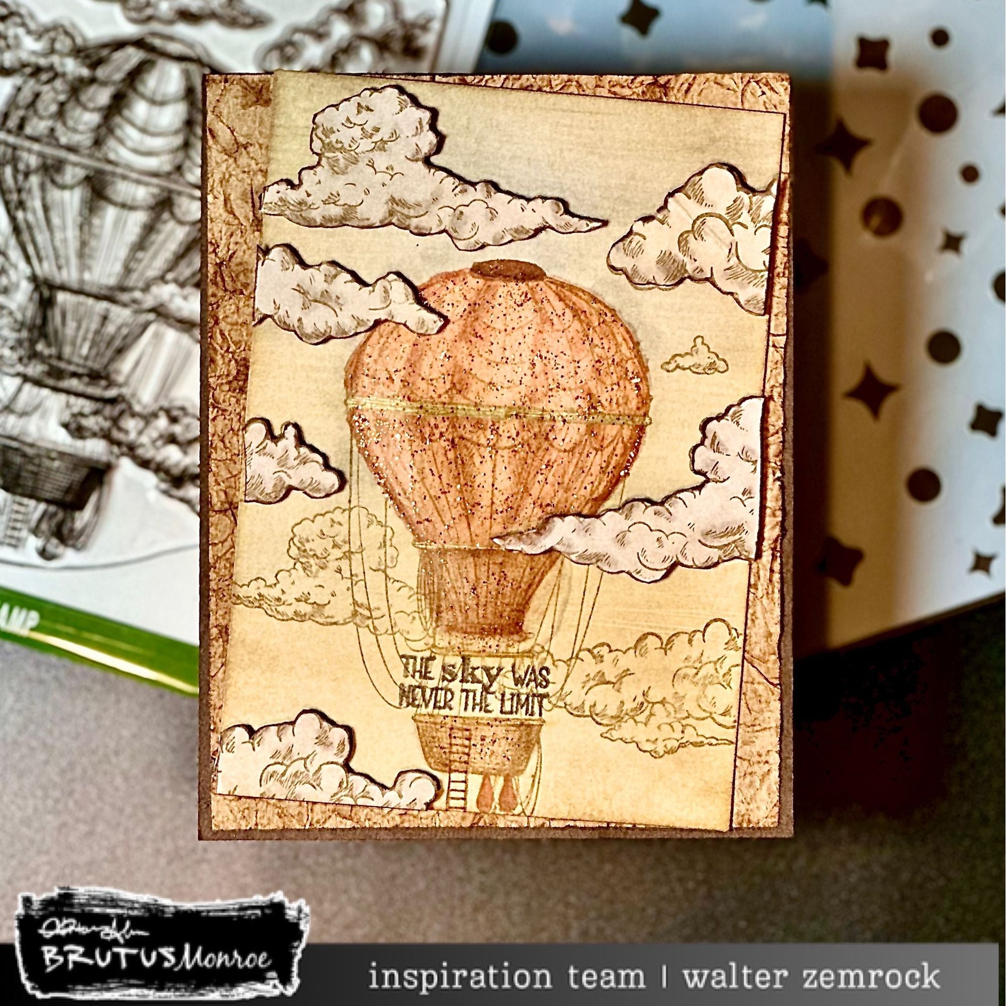 Brutus Monroe Up and Away Clear Stamps bru3122 sepia