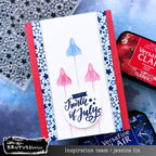 Brutus Monroe Up and Away Slimline Layering Stencils bru5700 rocketship stars fourth of july card