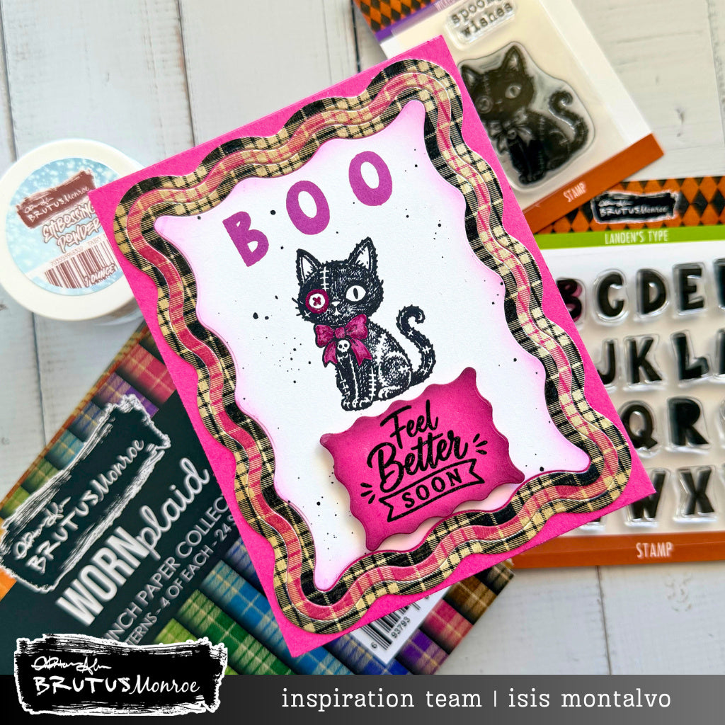 Brutus Monroe Wicked Whiskers Clear Stamp Set bru7756 boo feel better cat isis montalvo