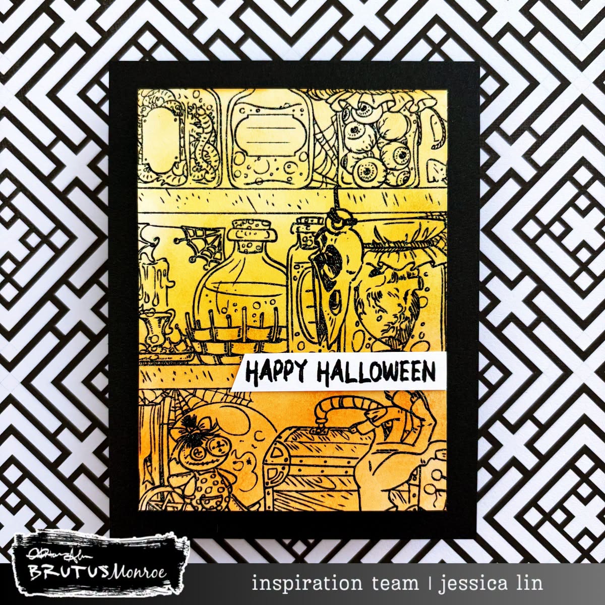 Brutus Monroe Witch's Apothecary Clear Stamp Set bru6209 bottles hand eyeballs shelves happy halloween card jessica lin