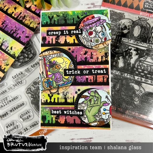 Brutus Monroe Witch's Apothecary Clear Stamp Set bru6209 trick or treat card shalana glass