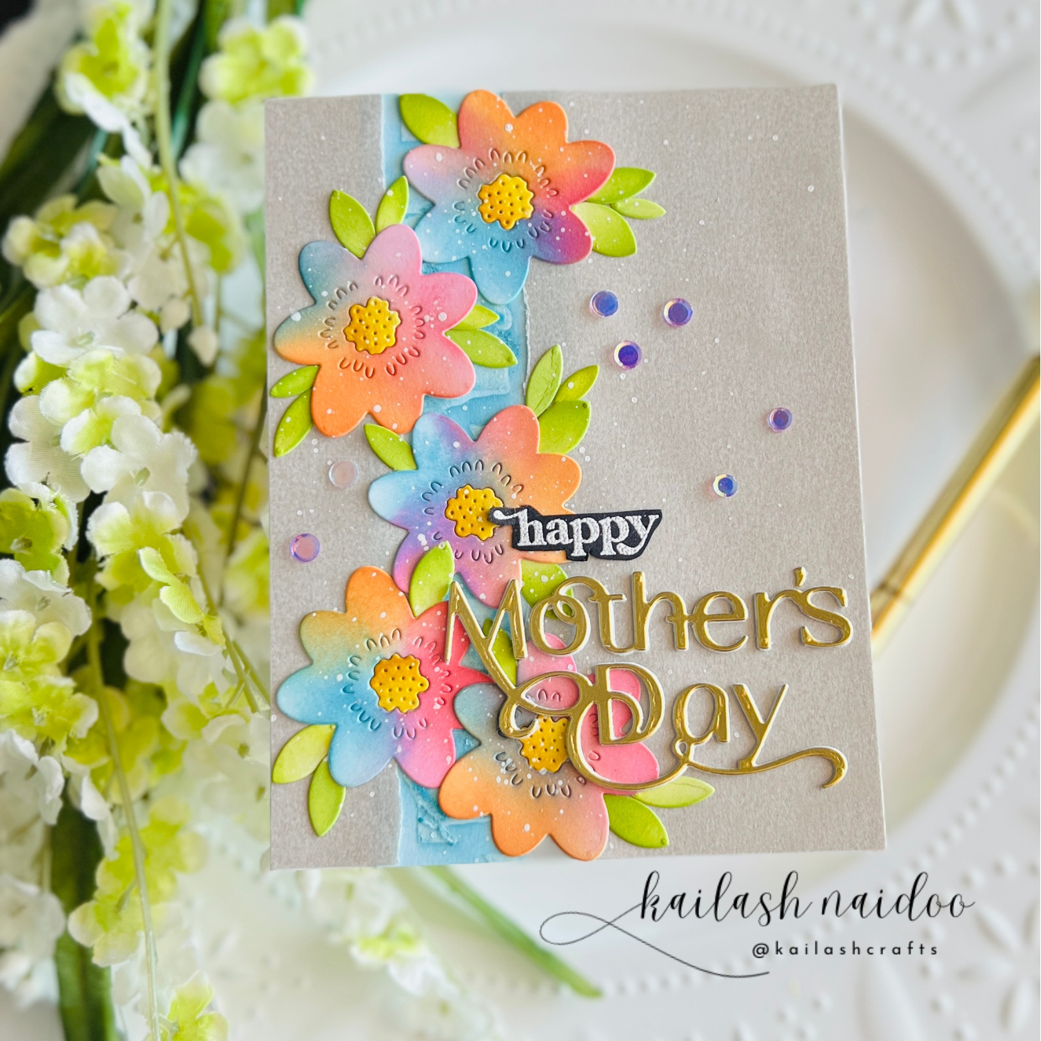 Simon Says Stamp Bubble Flower and Leaves Wafer Dies s991 You Are My Favorite Mother's Day Card