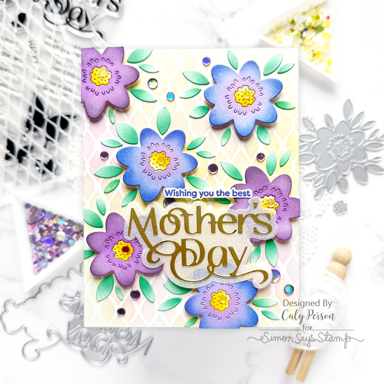 Simon Says Stamp Bubble Flower and Leaves Wafer Dies s991 You Are My Favorite Mother's Day Card | color-code:ALT04