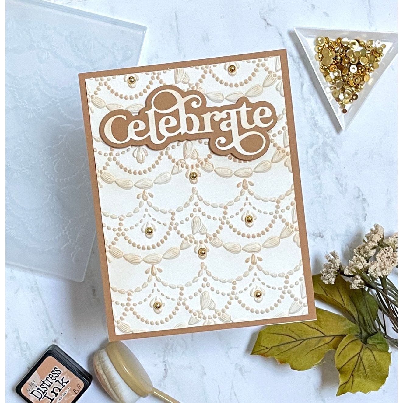 Simon Says Stamp Embossing Folder Bundled Swag sf446 Favorite Things Celebrate Card