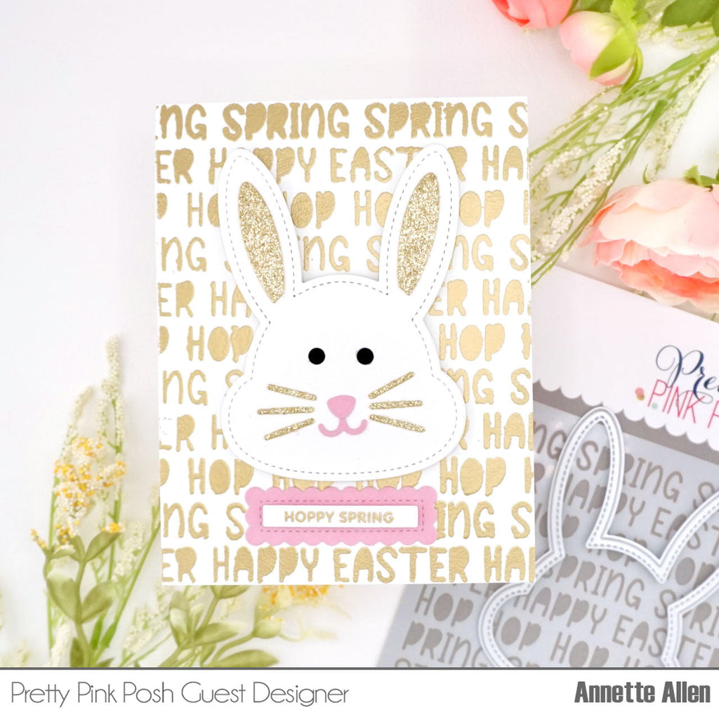 Pretty Pink Posh Easter Words Stencil hoppy spring