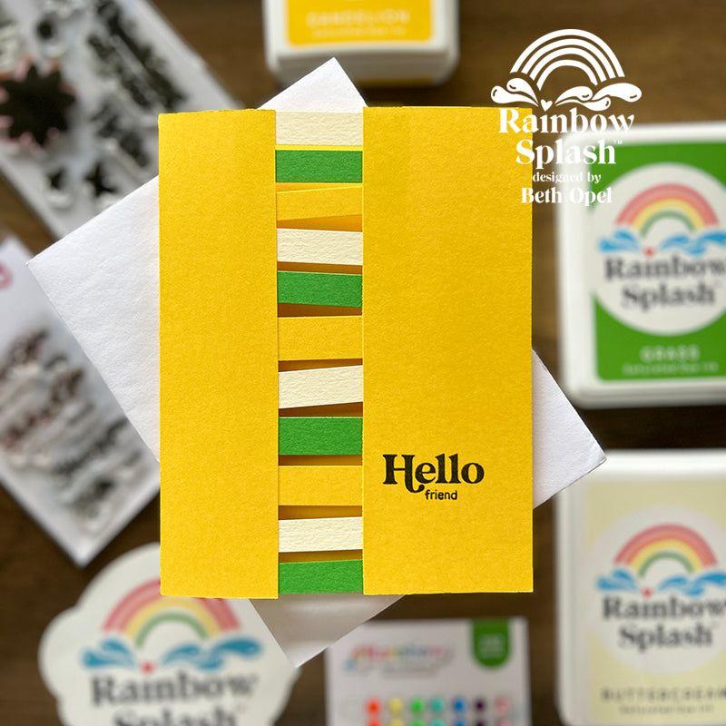 Rainbow Splash Cardstock Buttercream rsc17 Hello Card | color-code:ALT02