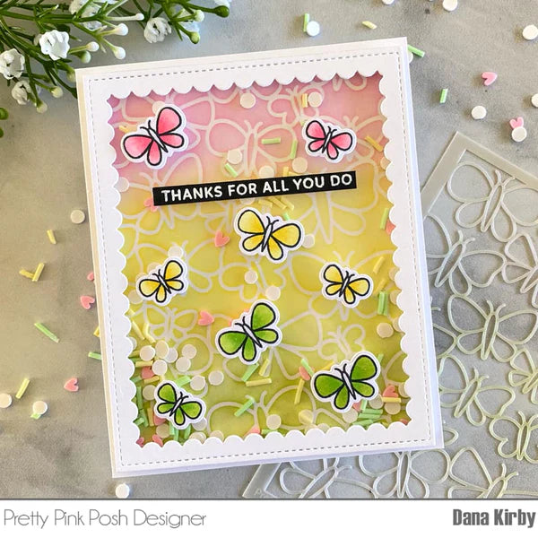 Pretty Pink Posh Butterfly Background Stencil*