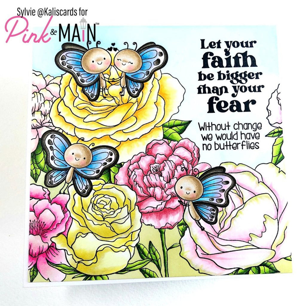 Pink and Main Butterfly Friends Clear Stamps pm0695 butterflies