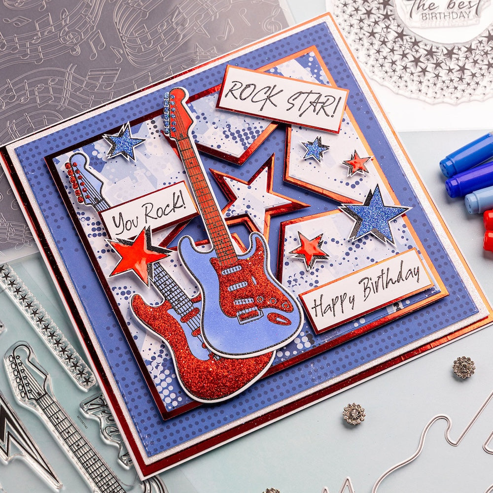 Chloe's Creative Cards Guitar Die and Stamp Set c-diest-hhgui you rock