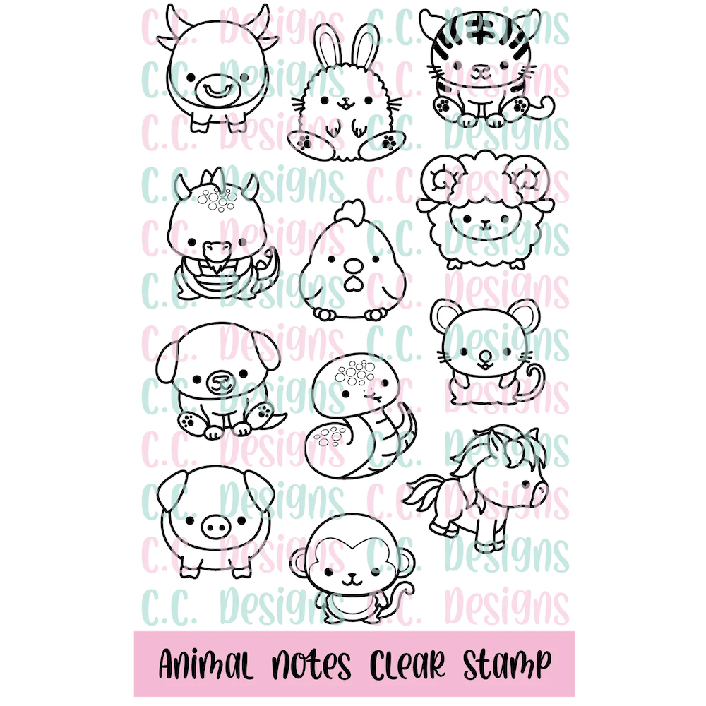 C.C. Designs Animal Notes Clear Stamp Set ccd-0418