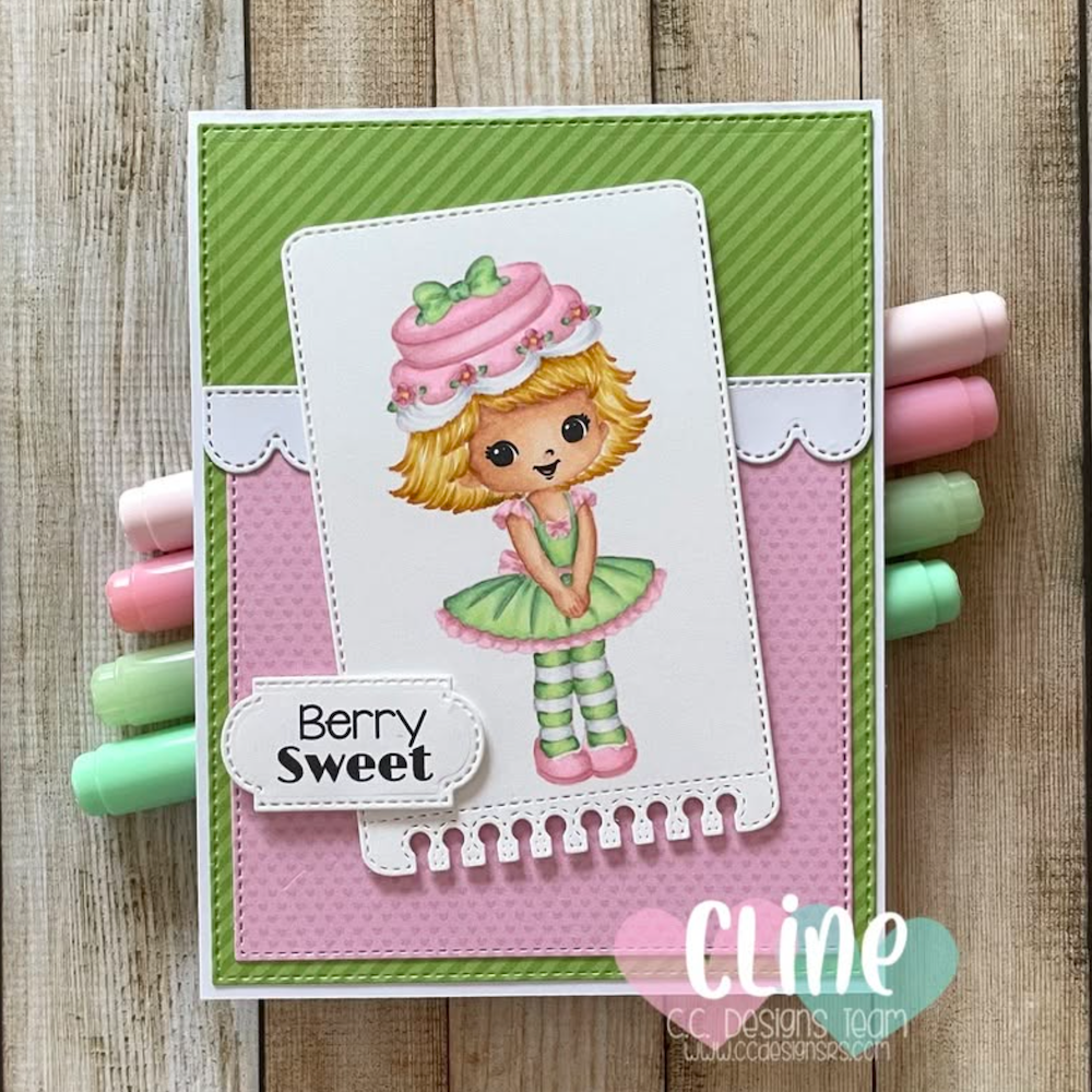 C.C. Designs Apricot Lime Clear Stamp Set ccd-0432 berry sweet green and pink