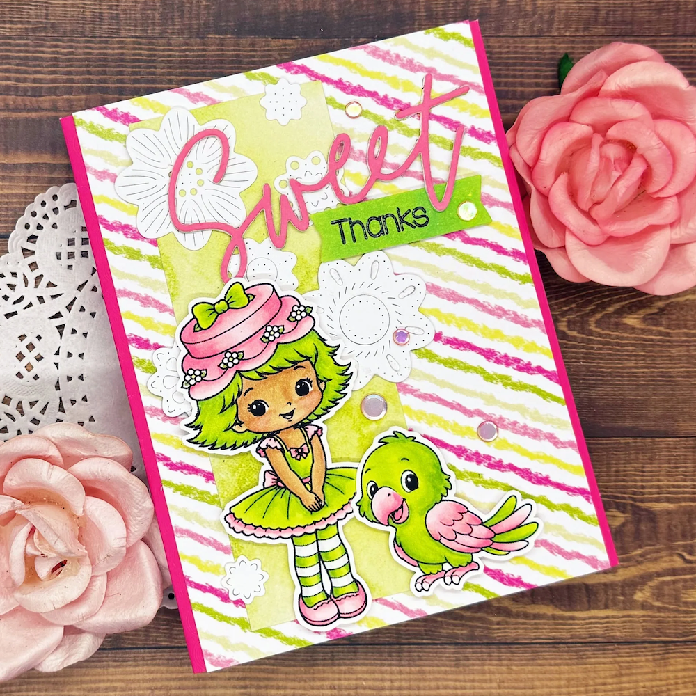 C.C. Designs Apricot Lime Clear Stamp Set ccd-0432 sweet thanks green and pink