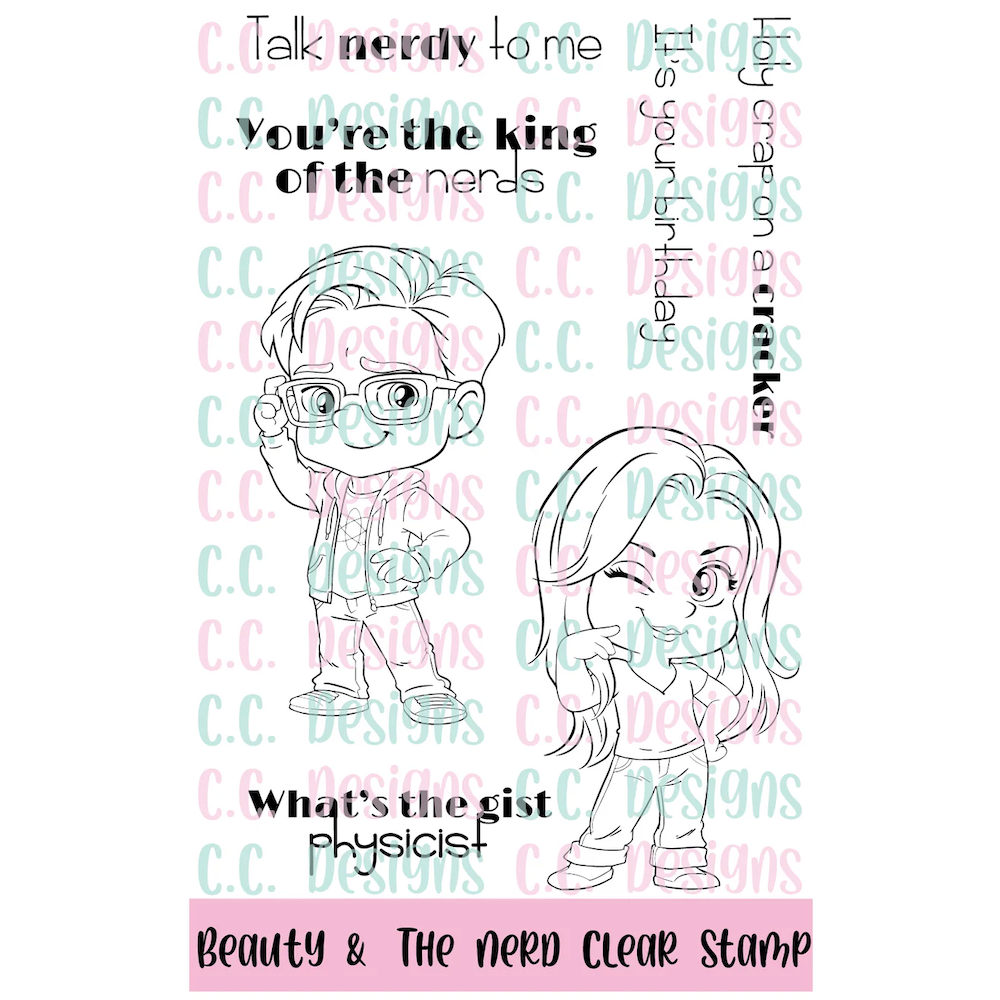 C.C. Designs Beauty & The Nerd Clear Stamp Set ccd-0411