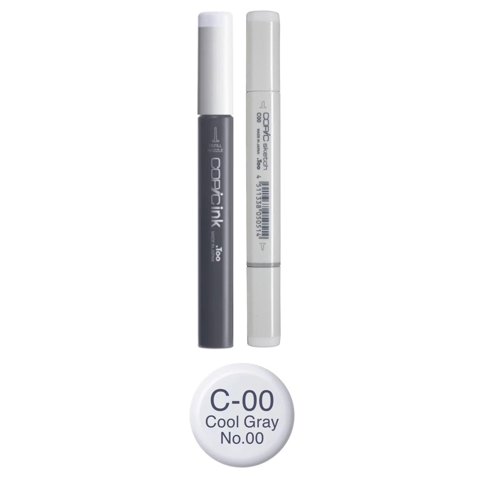 Copic Marker Cool Gray 00 Marker and Refill Bundle C00