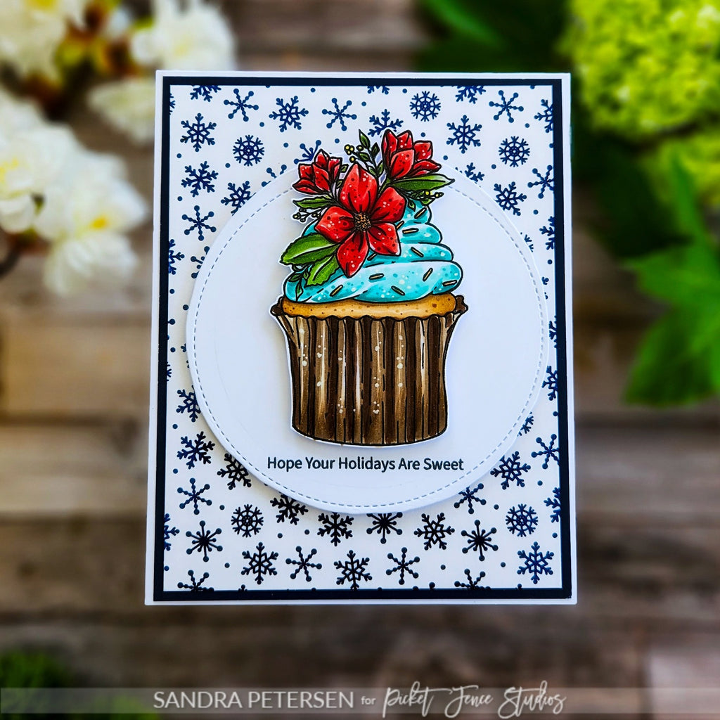 Picket Fence Studios Sweet Holiday Clear Stamps c-165 holiday cupcake