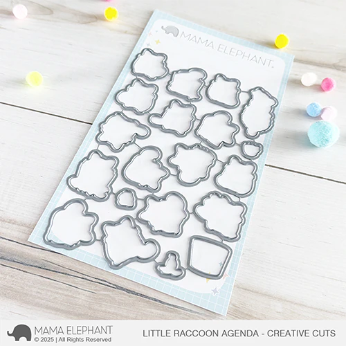 Mama Elephant Little Raccoon Agenda Clear Stamp and Die Set