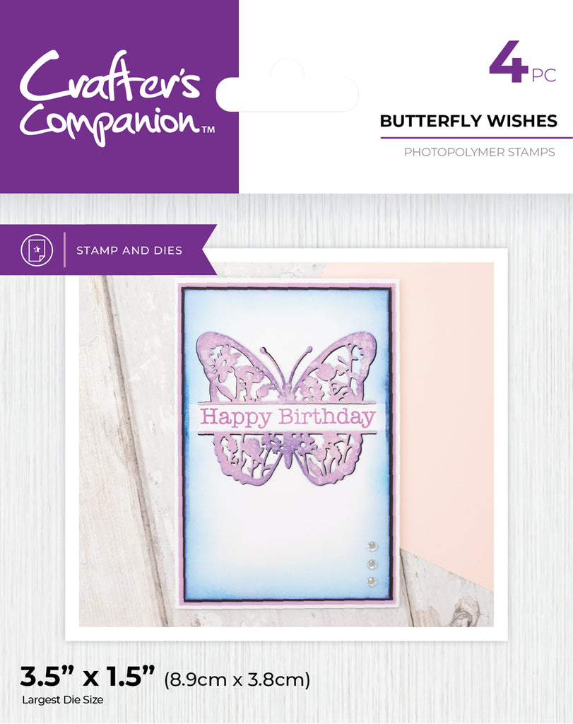 Crafter's Companion Butterfly Wishes Stamp And Die Set cc-std-buwi