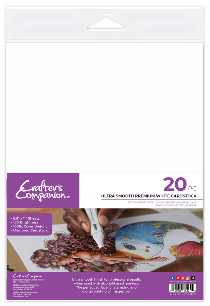 Crafter's Companion 20 Pack Ultra Smooth Premium White Cardstock CC-USPC20