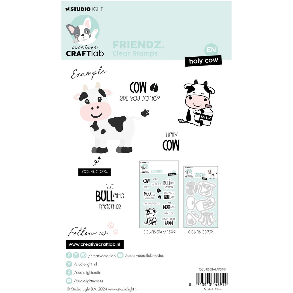Studio Light Holy Cow Friendz Clear Stamps ccl-fr-stamp599 package back