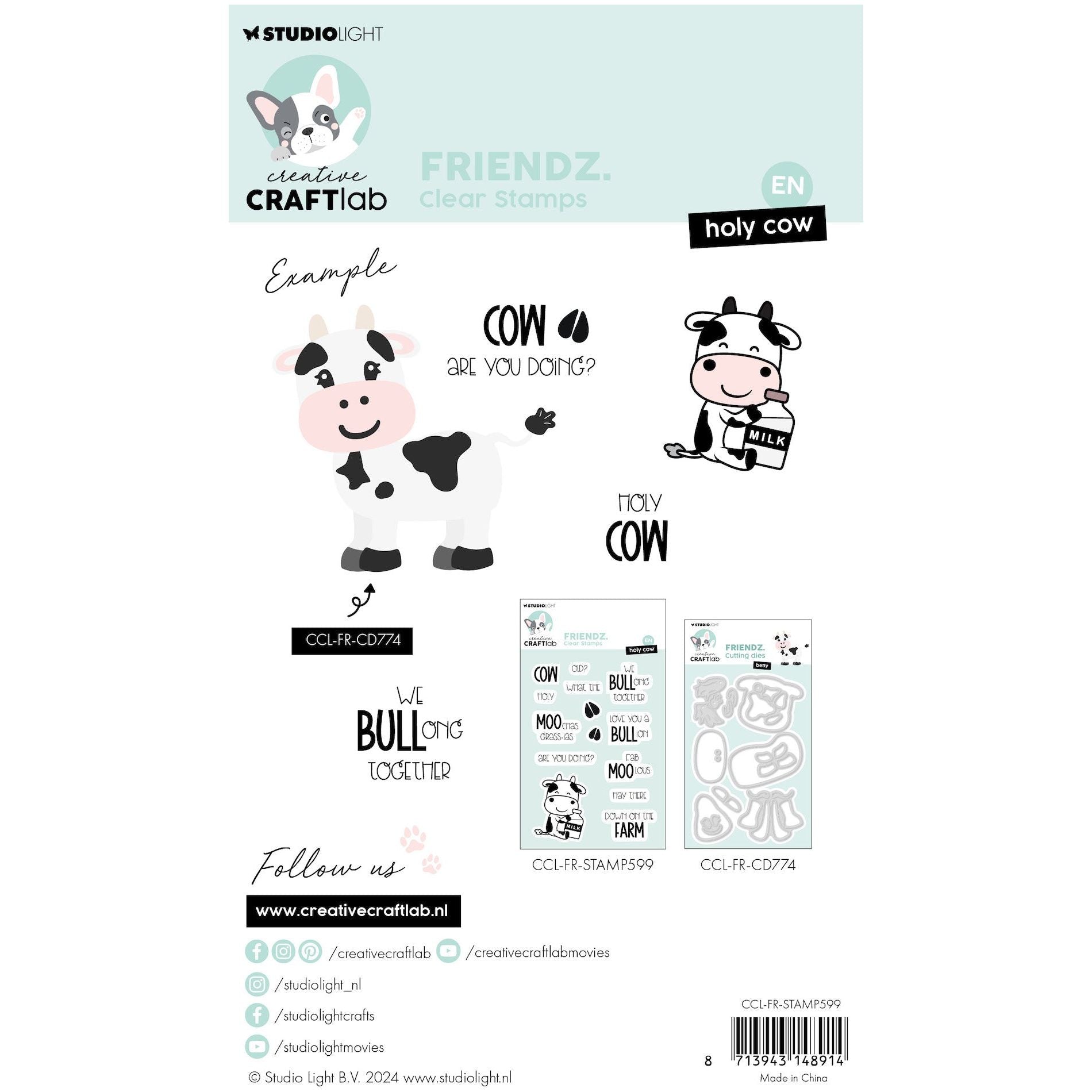 Studio Light Holy Cow Friendz Clear Stamps ccl-fr-stamp599 package back