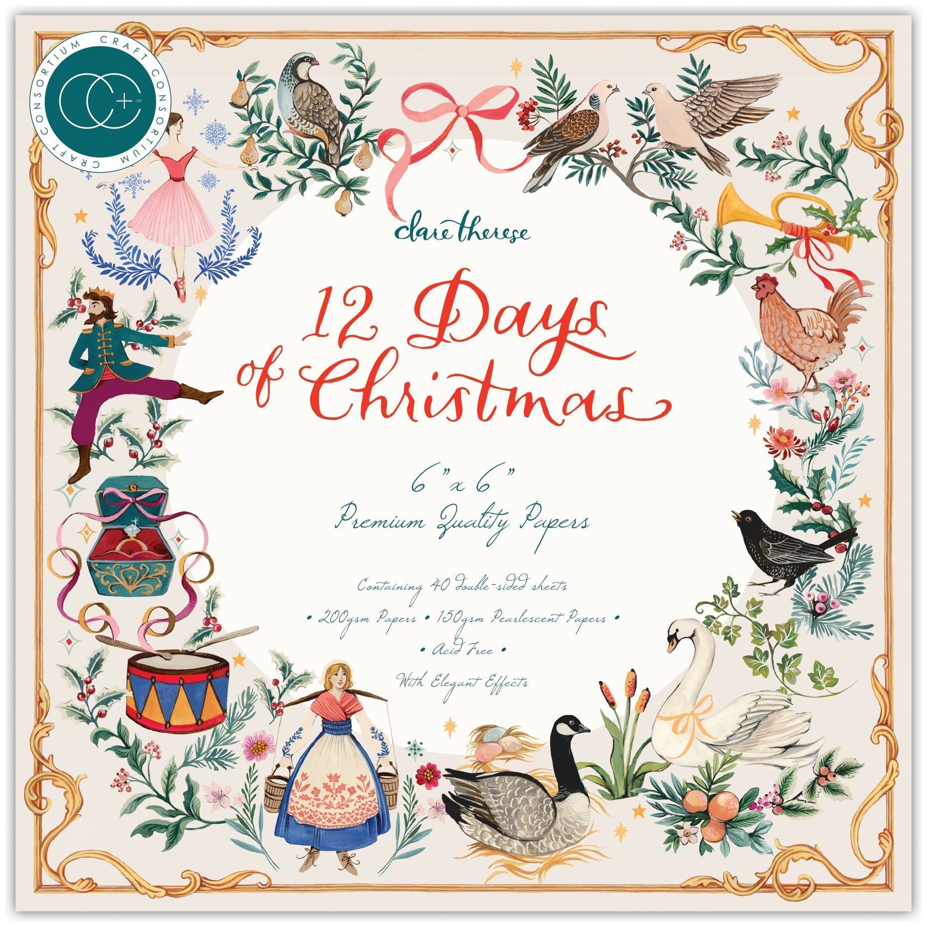 Craft Consortium 12 Days of Christmas 6 x 6 inch Paper Pad CCPPAD044B