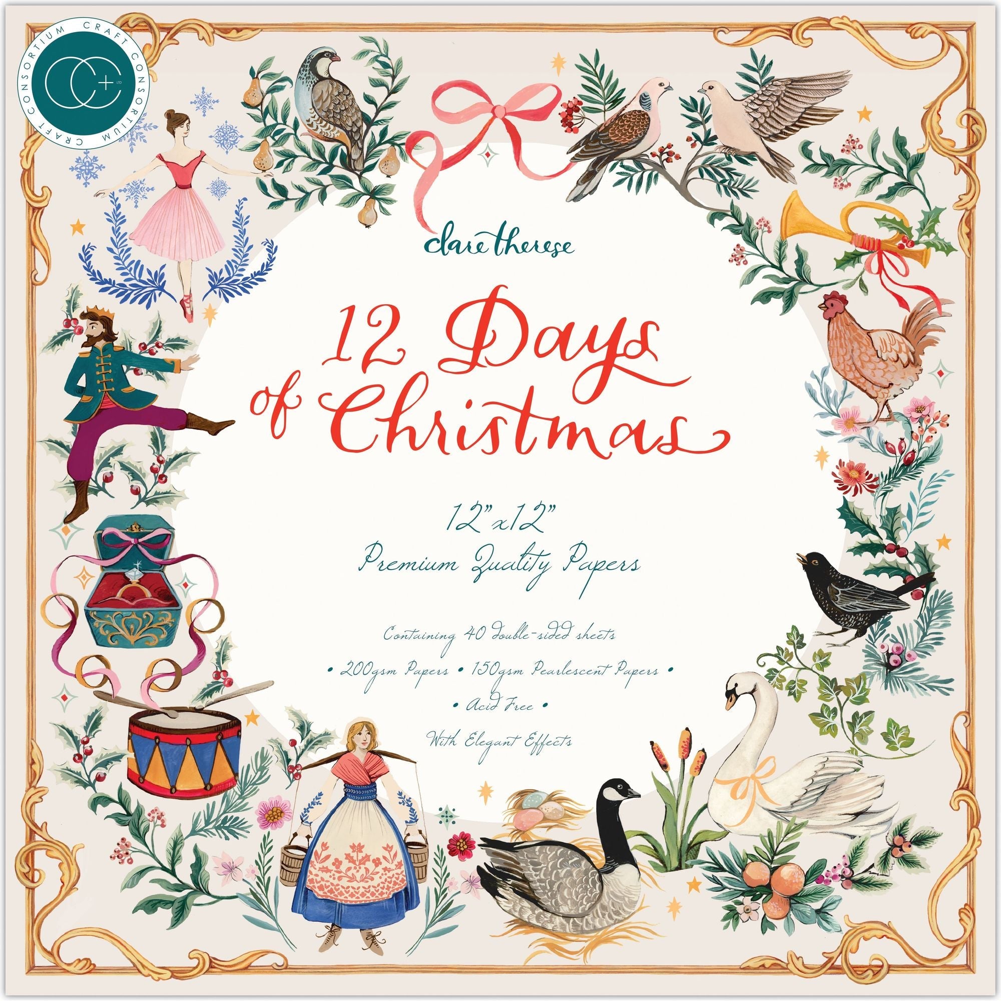Craft Consortium 12 Days of Christmas 12 x 12 inch Paper Pad CCPPAD044