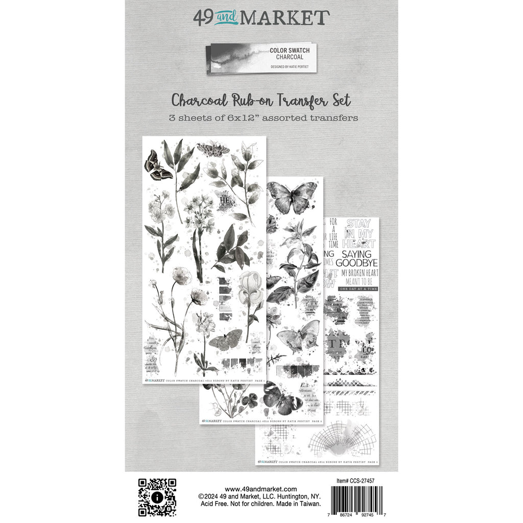 49 and Market Color Swatch Charcoal Rub On Transfers ccs-27457 back