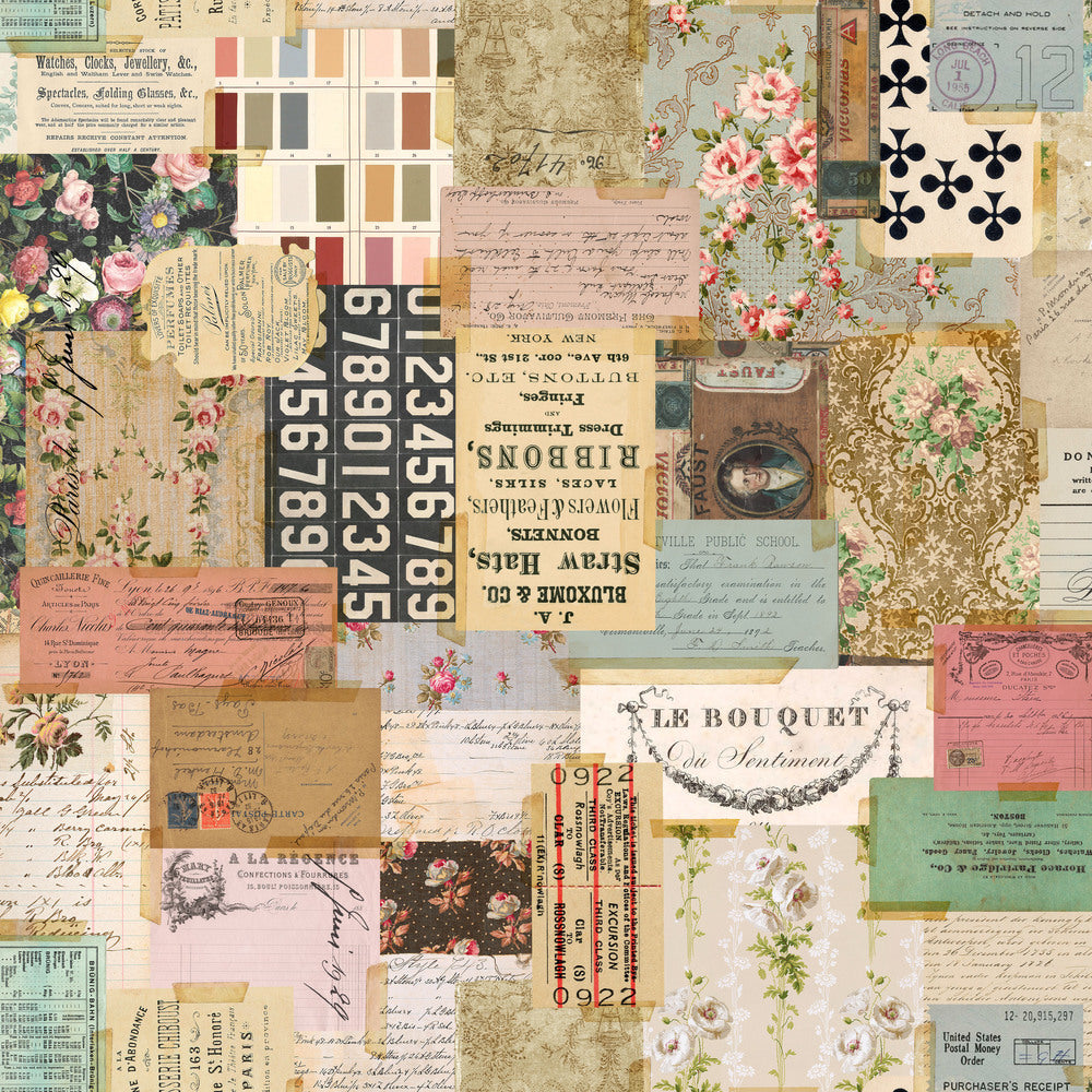 Tim Holtz Fabric By The Yard Multi Ephemera Canvas Cloth ccth019 Eclectic Elements