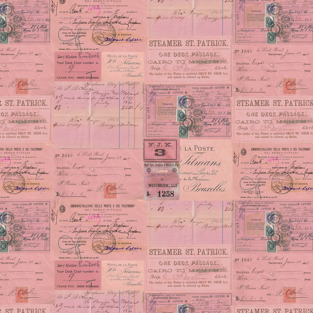 Tim Holtz Fabric By The Yard Pink Ephemera Canvas Cloth ccth020 Eclectic Elements