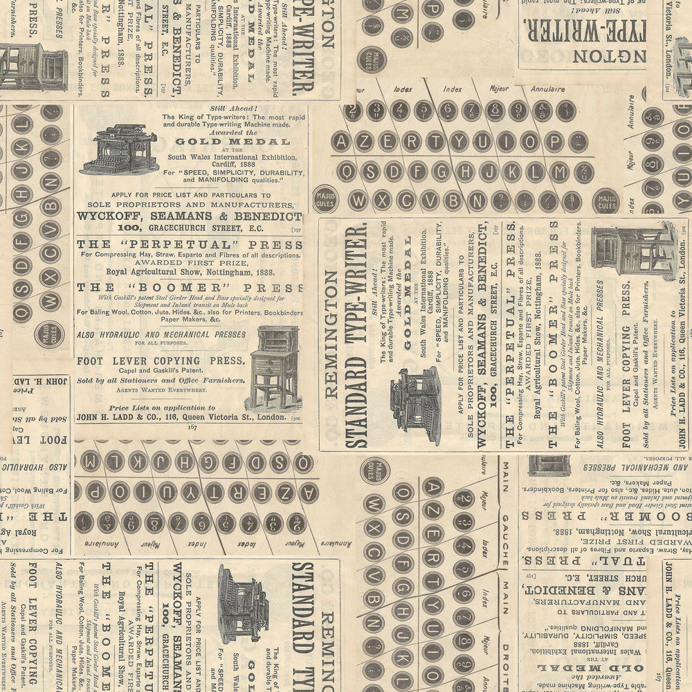 Tim Holtz Fabric By The Yard Neutral Typewriter ccth025 Eclectic Elements Canvas