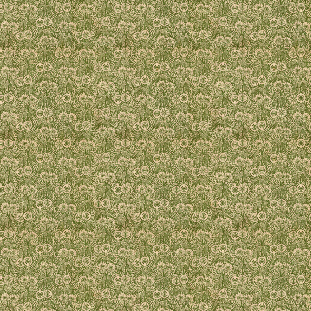 Tim Holtz Fabric By The Yard Green Tiny Print ccth026 Eclectic Elements Canvas