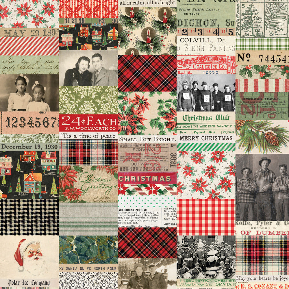 Tim Holtz Fabric By The Yard Christmas Collage ccth036 Eclectic Elements Canvas