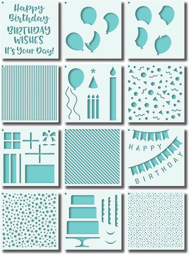 Impression Obsession Birthday Hugs Clear Stamp, Die, and Stencil Set cds002 stencil images