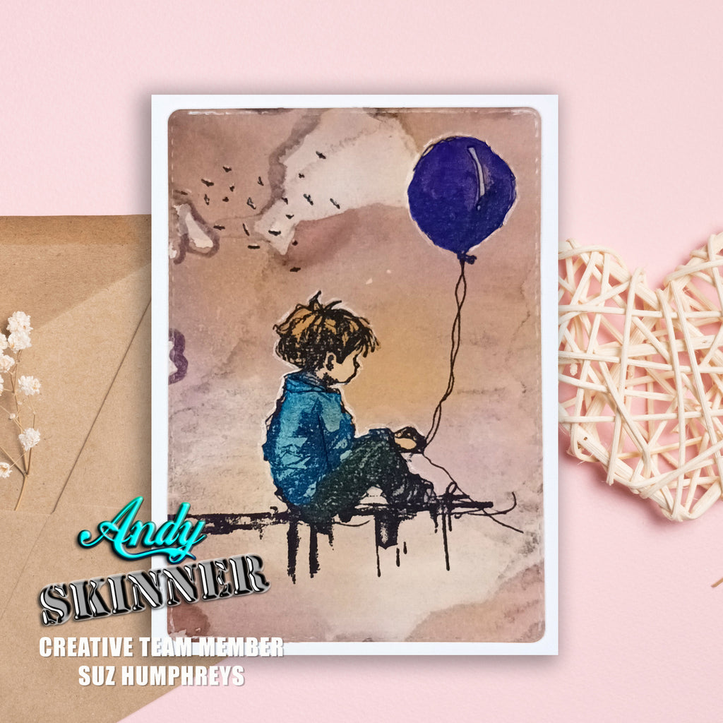 Creative Expressions Nowhere To Go But Up! Cling Stamps ceasr059 boy and balloon