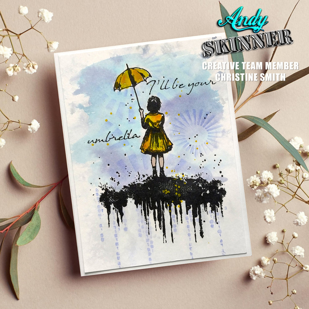 Creative Expressions I'll Be Your Umbrella Cling Stamps ceasr061 girl