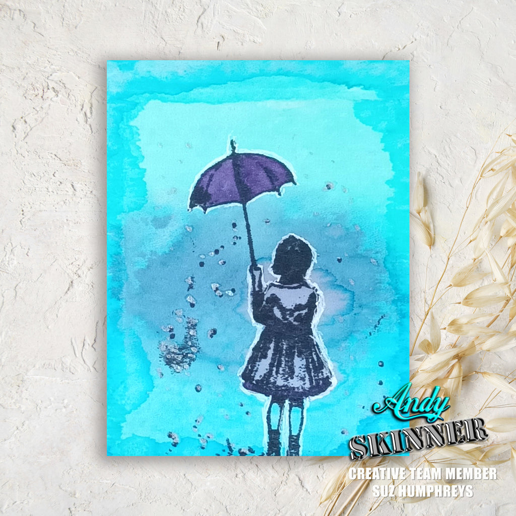 Creative Expressions I'll Be Your Umbrella Cling Stamps ceasr061 girl with umbrella