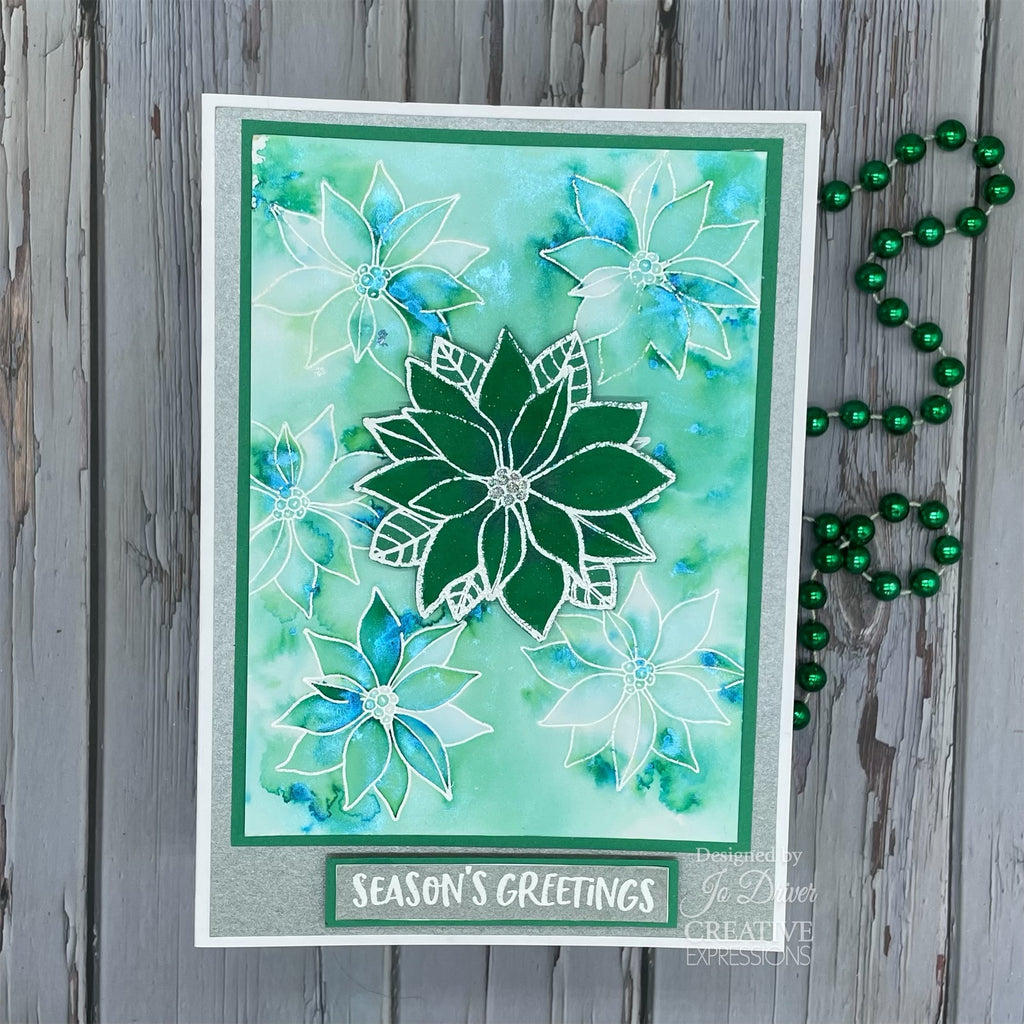 Creative Expressions Poinsettia Tree Clear Stamps cec1036 blue card