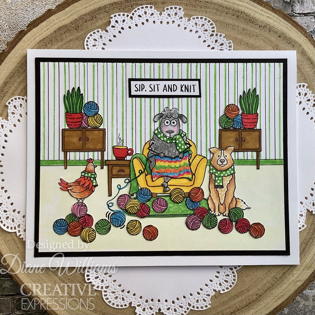 Creative Expressions Woolly Hugs Clear Stamps cec1060 knit
