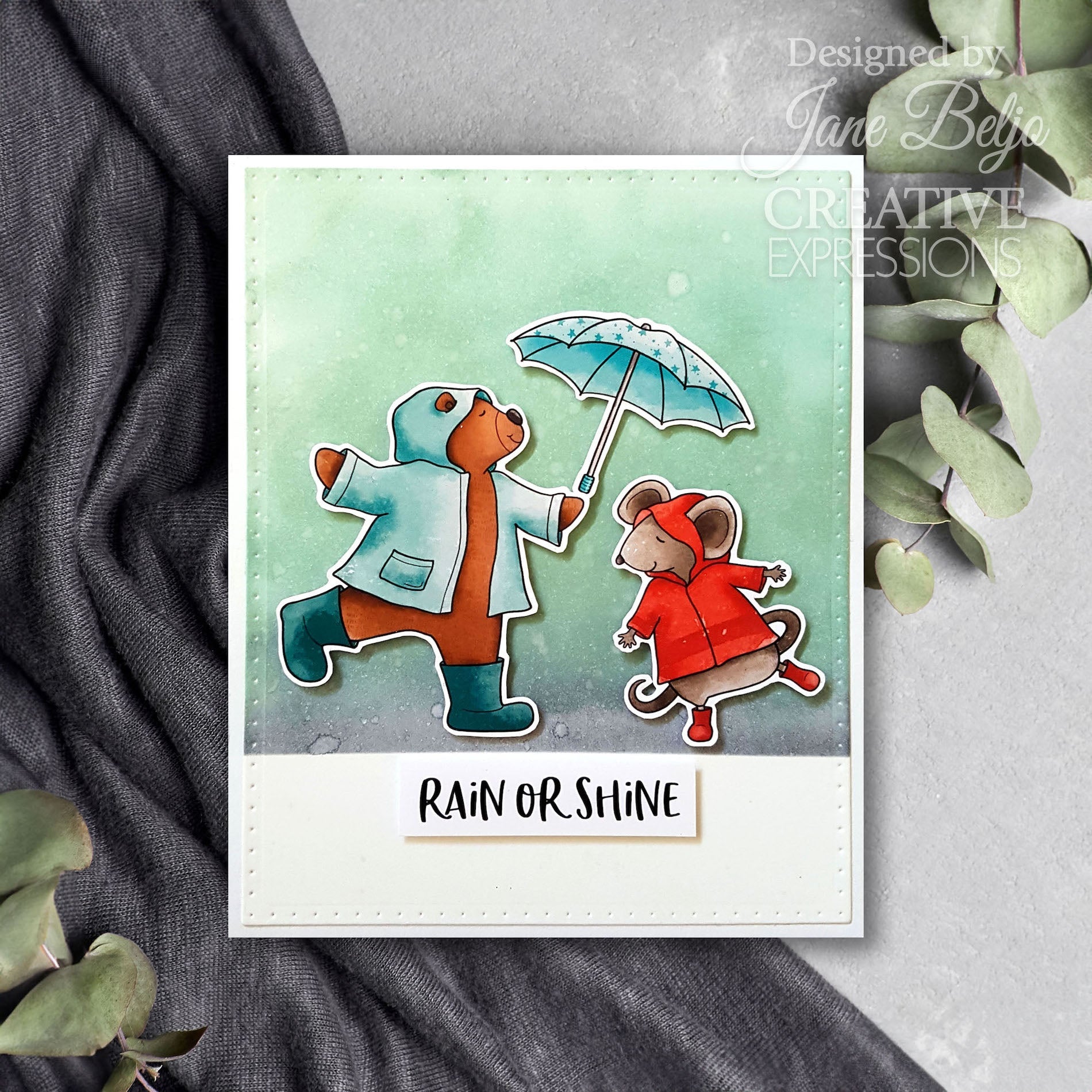 Creative Expressions Dancing In The Rain Clear Stamps cec1077 rain or shine
