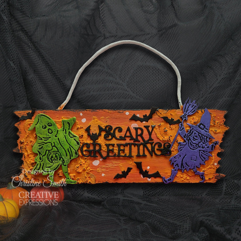 Creative Expressions Trick or Treaters Die ced21057 halloween sign