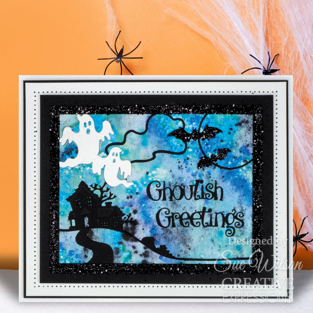 Creative Expressions Ghoulish Greetings Die cedme141 glitter card