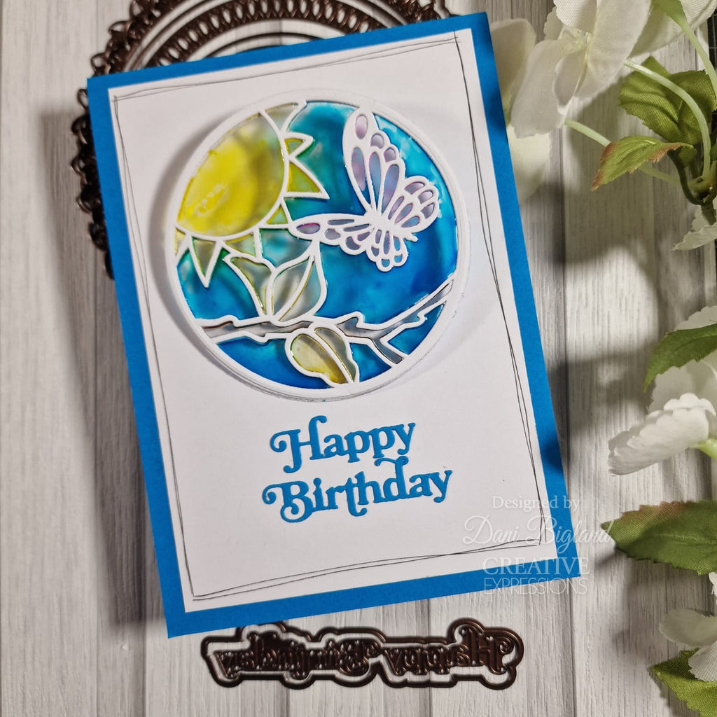 Creative Expressions Stained Glass Butterfly Dies ced24015 happy birthday