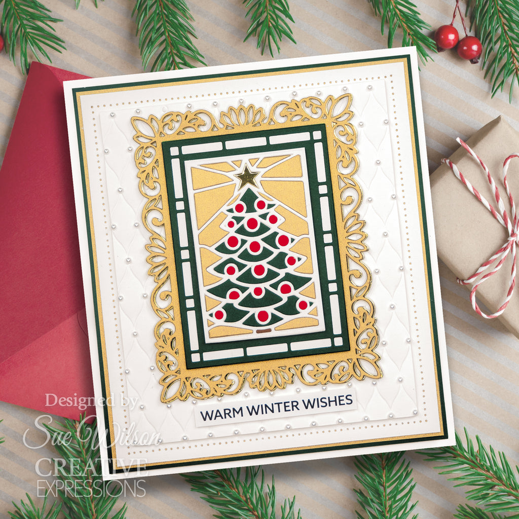 Creative Expressions Stained Glass Christmas Tree Festive Collection Dies ced3261 winter card