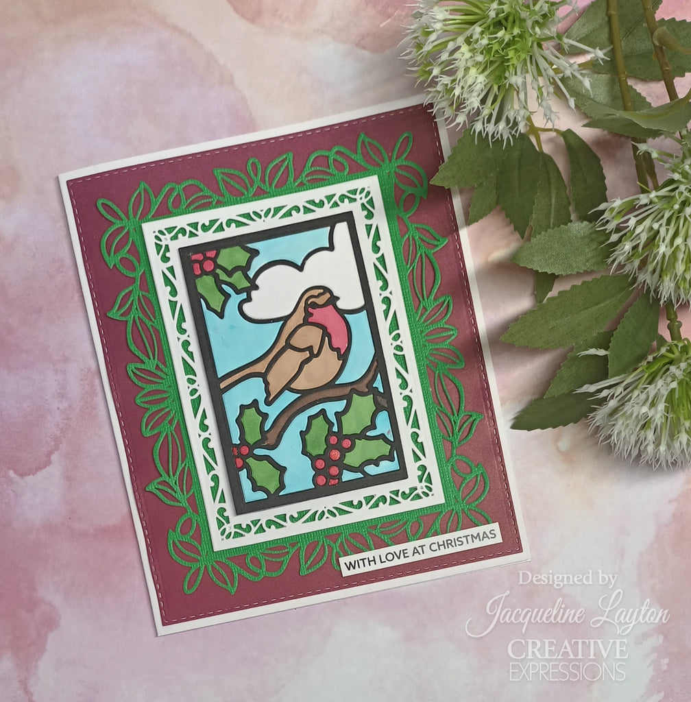 Creative Expressions Stained Glass Christmas Songbird Festive Collection Dies ced3262 card