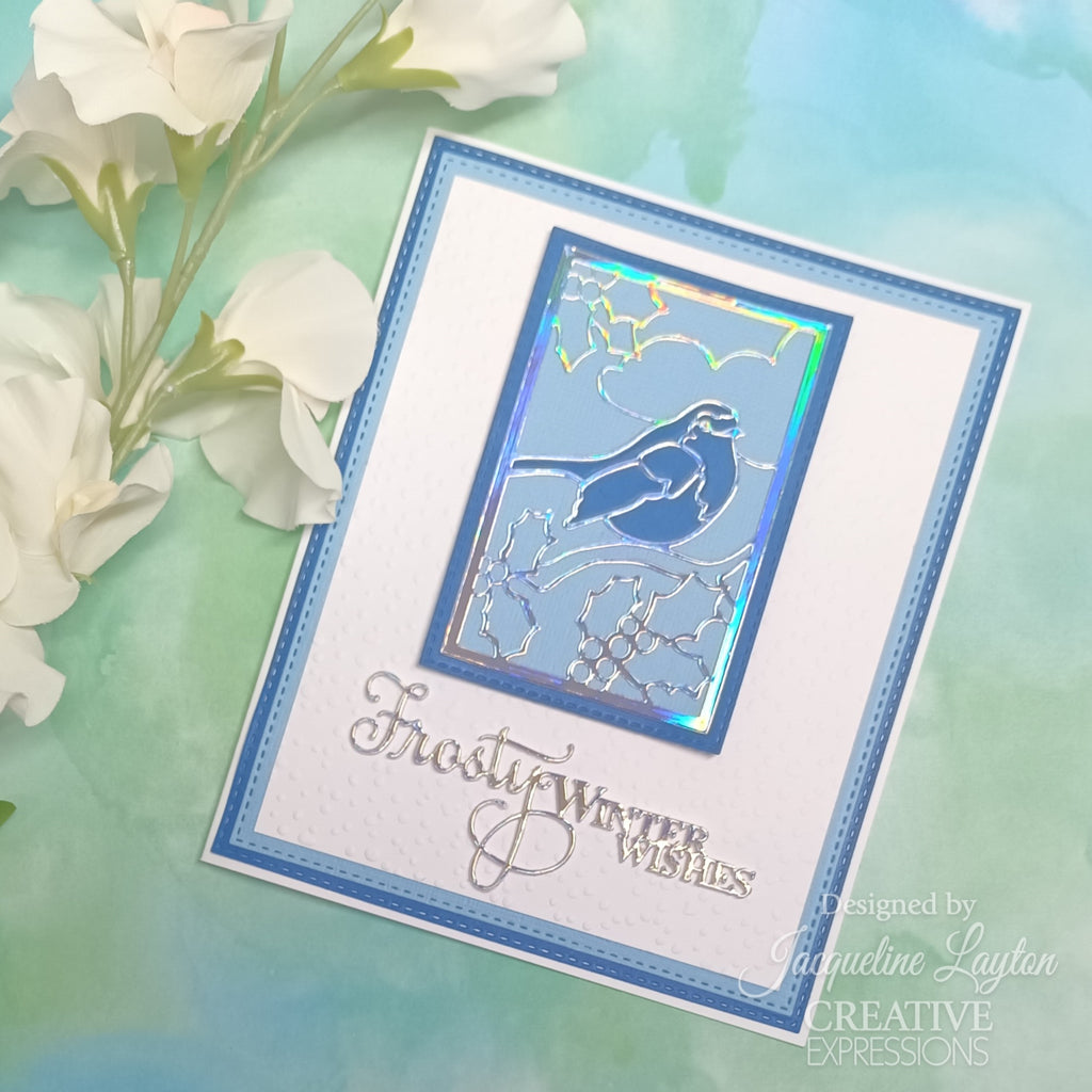 Creative Expressions Stained Glass Christmas Songbird Festive Collection Dies ced3262 frosty card