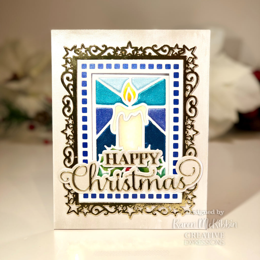 Creative Expressions Stained Glass Candle Festive Collection Dies ced3264 christmas card